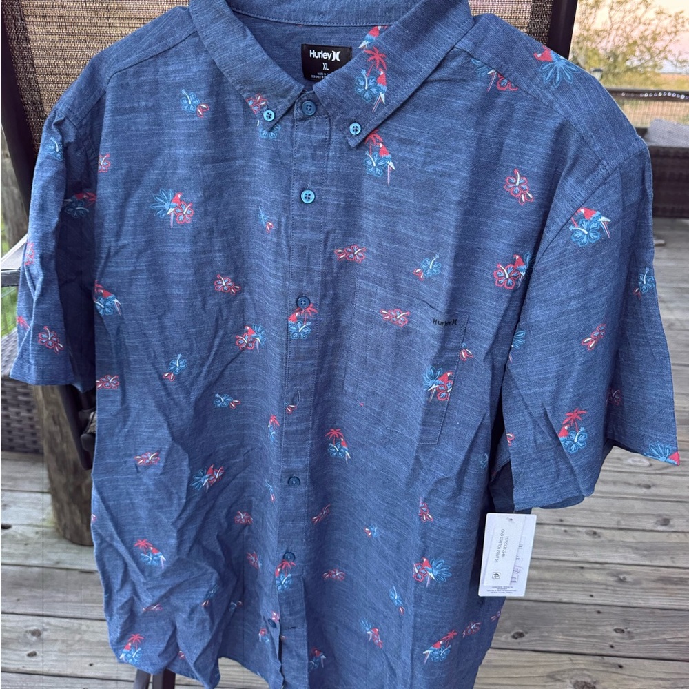 Hurley Navy Floral Casual Shirt